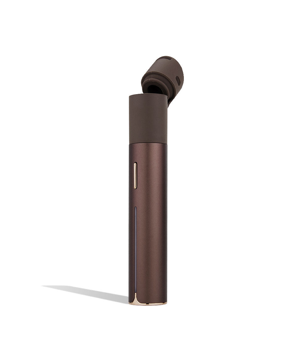 side view opened Puffco Pivot Limited Edition Mocha Mobile Vaporizer on white background