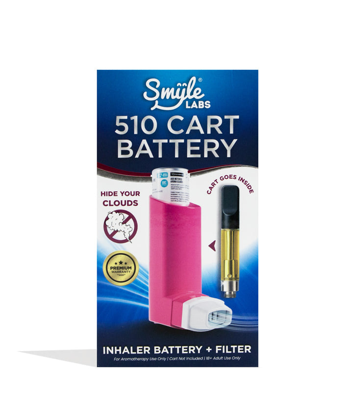 Pink Smyle Inhaler 510 Battery and Cloud Filters Packaging Front View on White Background