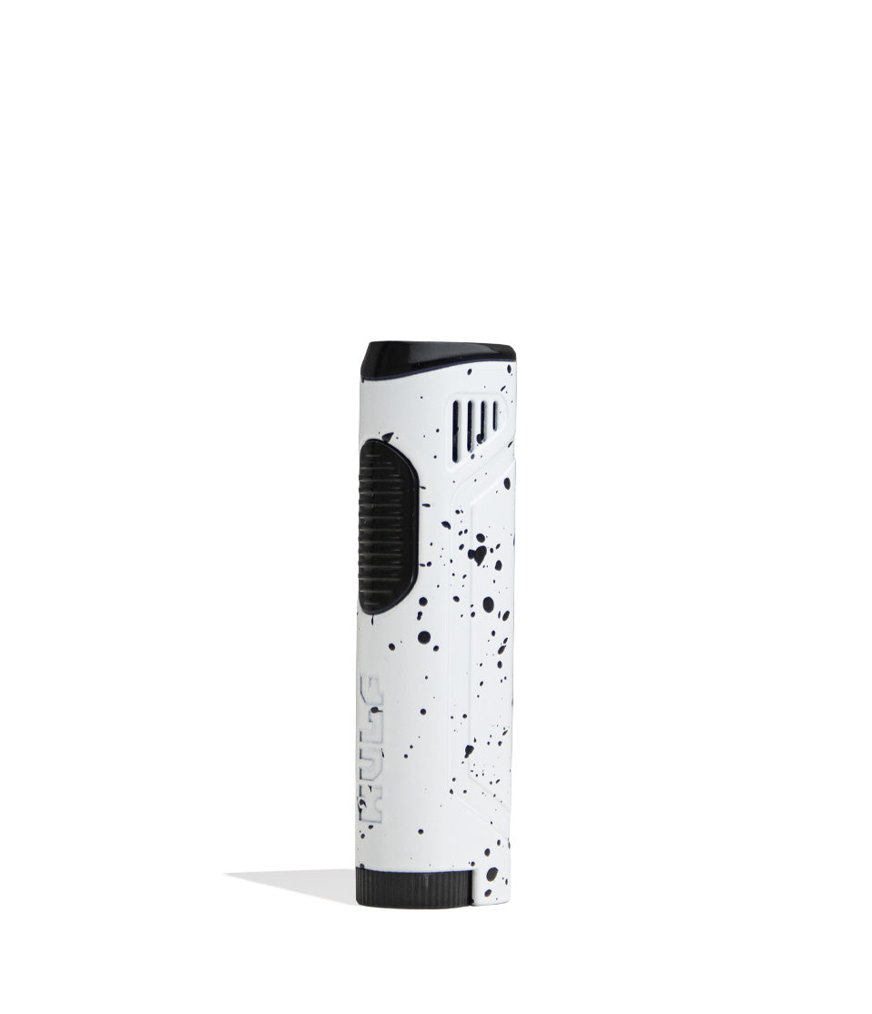 White Black Spatter side view Wulf Mods Blitz Butane Powered Torch on white background